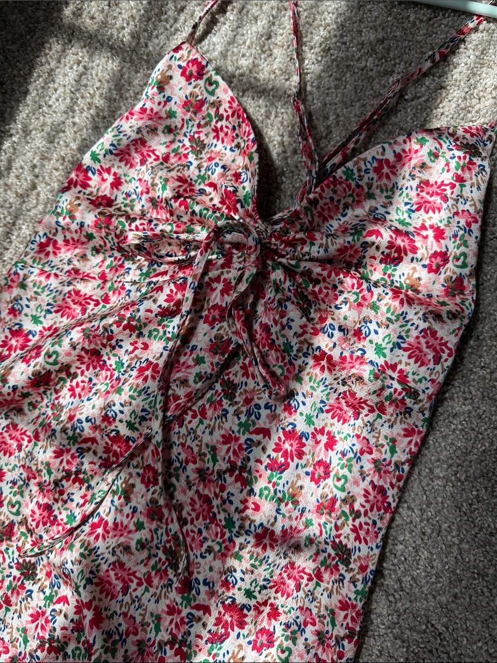 Kittenish Pink Floral Maxi Slip Dress with Spaghetti Straps